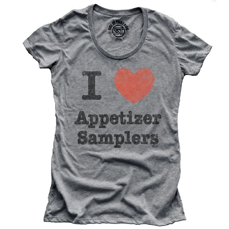 Women's I Heart Appetizer Sampler's T-Shirt Houndstooth Herringbone Solid