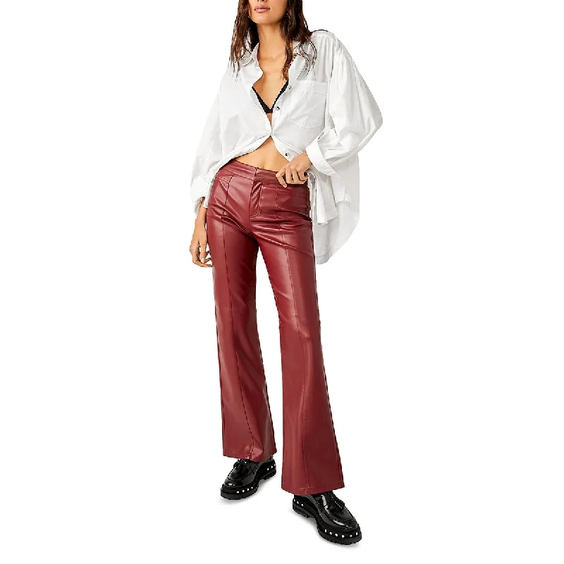 Uptown Womens Faux Leather High Rise Dress Pants Tunics Running lightweight